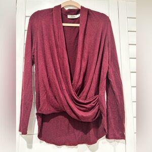 JustFab Burgundy V-Neck Sweater